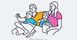 Parents Watching Movie With Kids